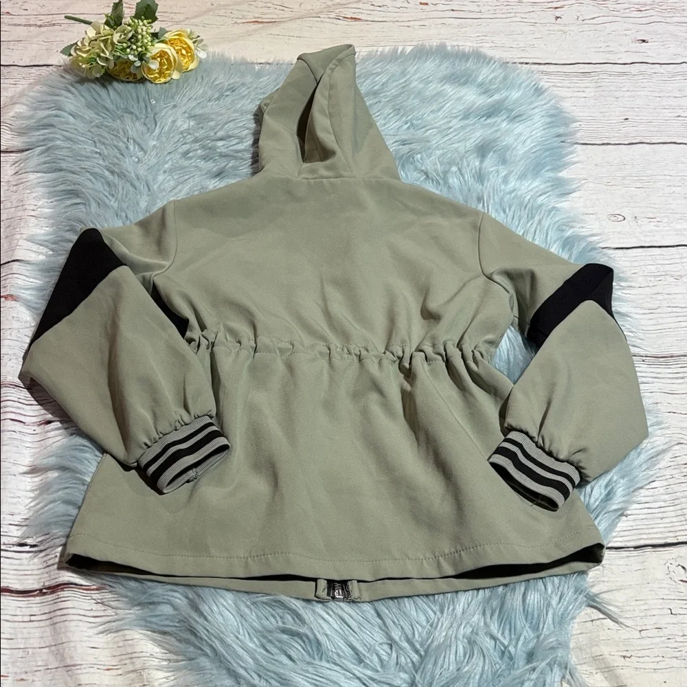 Zara Kids Green Hooded Jacket with Black Details Sz 8